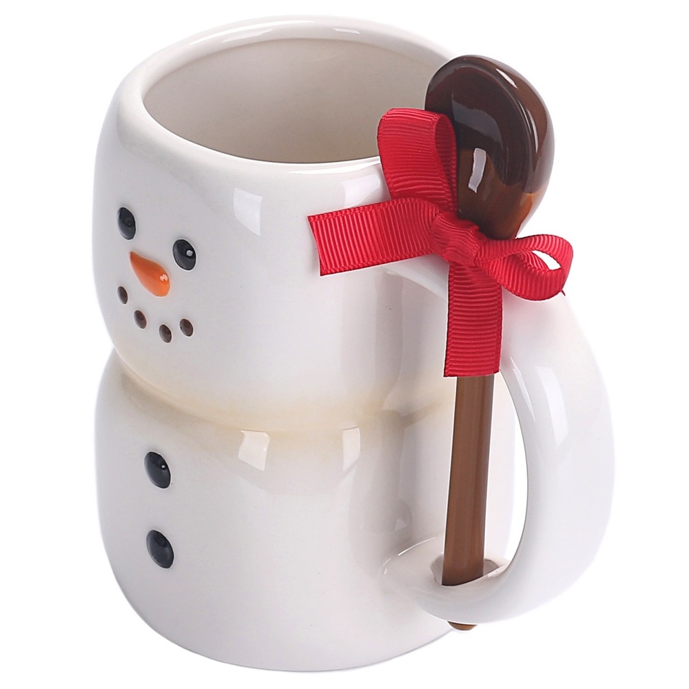 Christmas Marshmallow Snowman Mug with Spoon - Picture 4 of 4